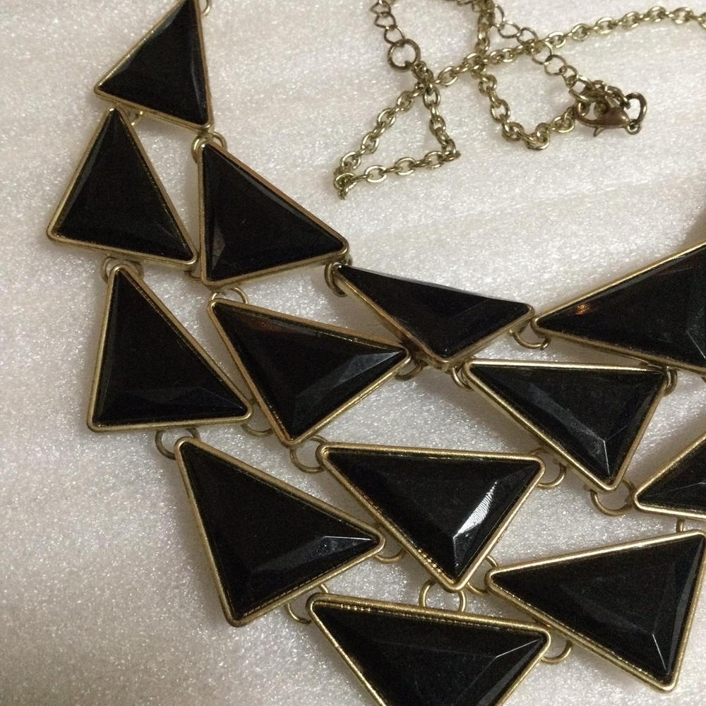 Black and Gold Triangle Statement Necklace
